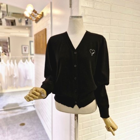 르리본자수V넥가디건