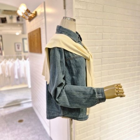 데님베이직케이프세트셔츠