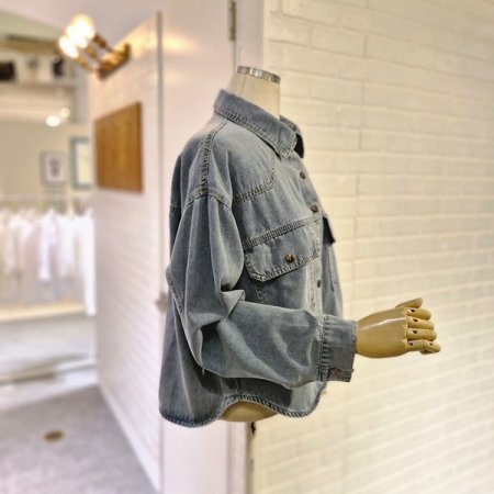 르양포켓자수데님셔츠