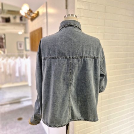 르양포켓자수데님셔츠