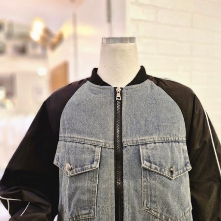 르라그배색데님점퍼