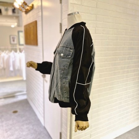 르라그배색데님점퍼