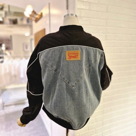 르라그배색데님점퍼