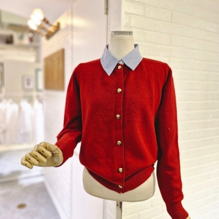 로카라배색가디건