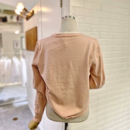 르레이스테잎배색가디건