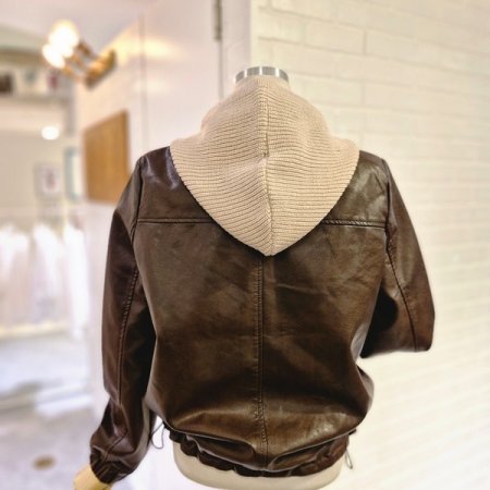 르니트후드레더자켓