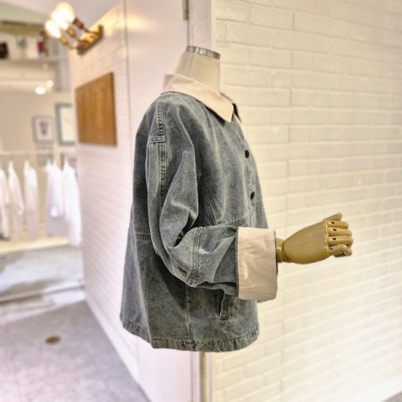 로로배색데님자켓