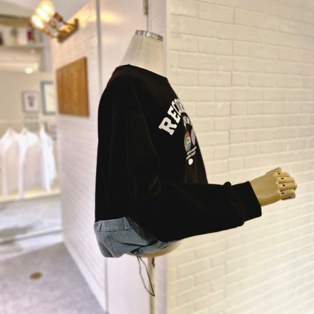 르데님배색레터링티셔츠