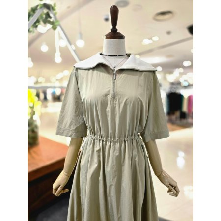 카라배색허리스트링 원피스