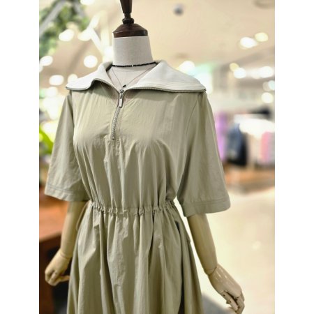 카라배색허리스트링 원피스