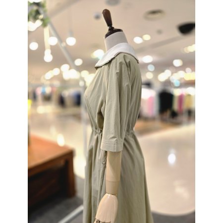 카라배색허리스트링 원피스