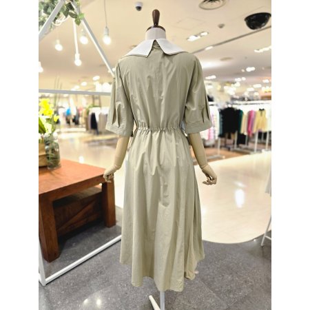 카라배색허리스트링 원피스