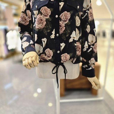 플라워배색카라 블라우스