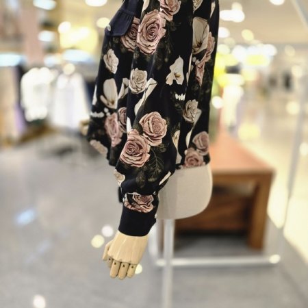 플라워배색카라 블라우스