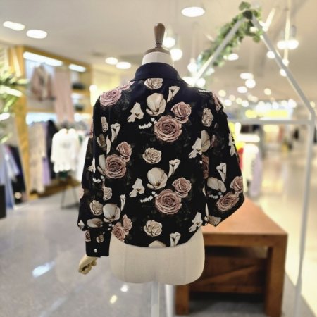 플라워배색카라 블라우스