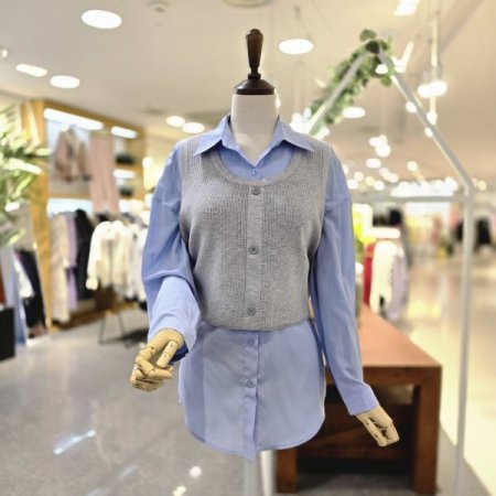 하프조끼세트 블라우스