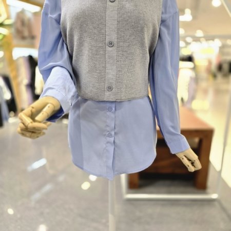 하프조끼세트 블라우스