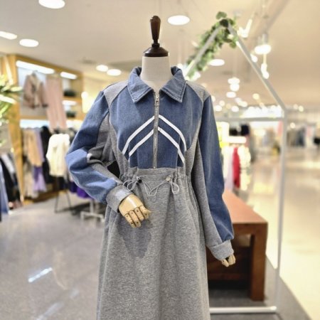 청배색 카라원피스