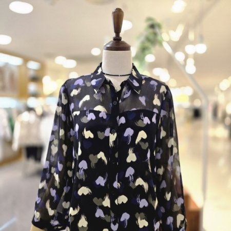 하트7부소매 블라우스