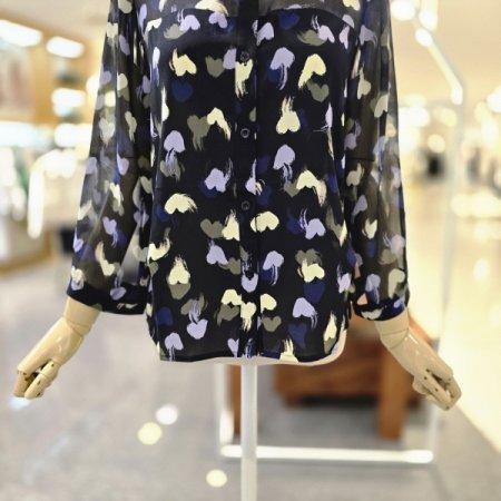 하트7부소매 블라우스