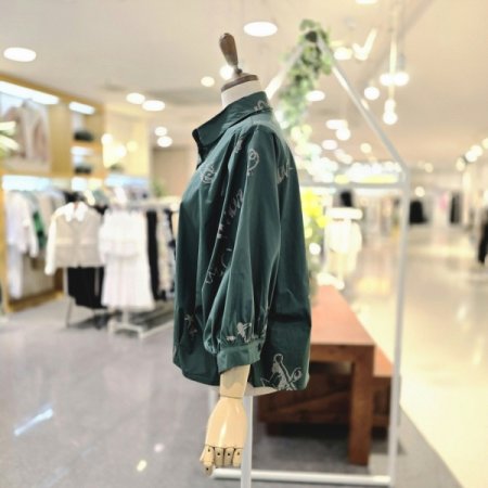 나염퍼프소매 셔링블라우스