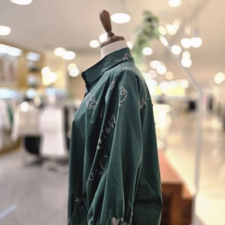 나염퍼프소매 셔링블라우스