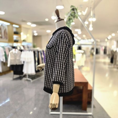 체크7부 블라우스