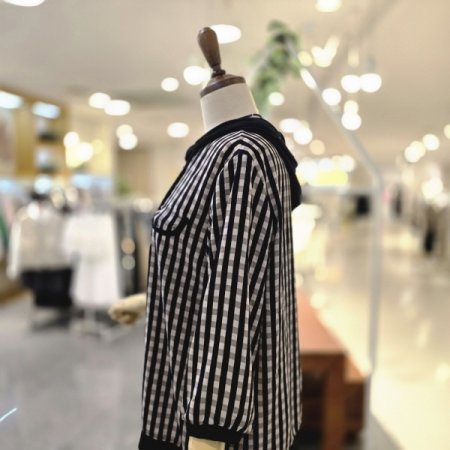 체크7부 블라우스