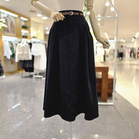 벨트핀턱주름 스커트