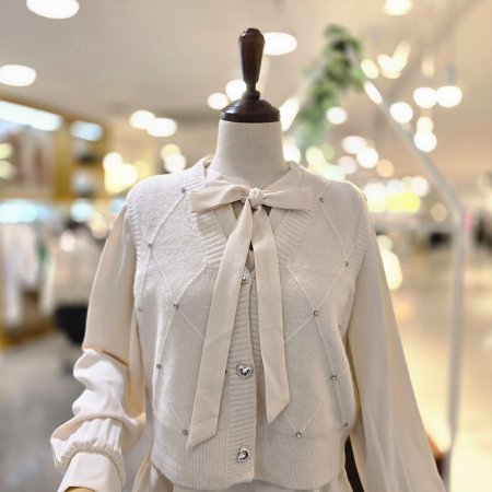 넥리본블라조끼세트