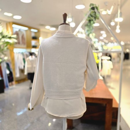 넥리본블라조끼세트