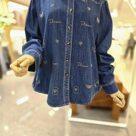 튤립비즈데님셔츠