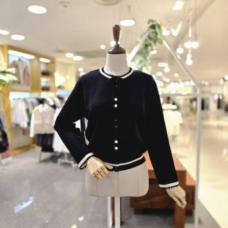 블랙배색리본 가디건