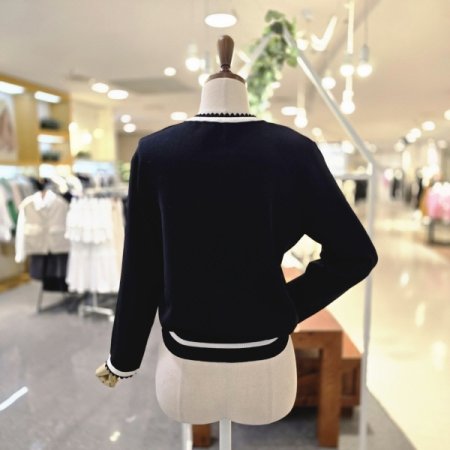 블랙배색리본 가디건