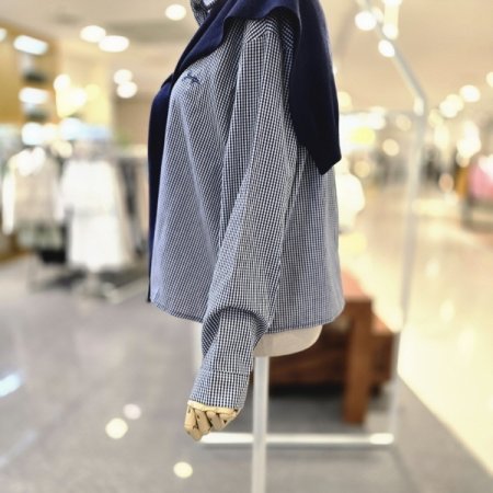 체크자수숄세트 블라우스