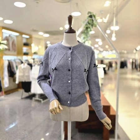 리본배색단추 가디건