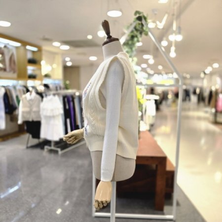 플라워자수 단추조끼