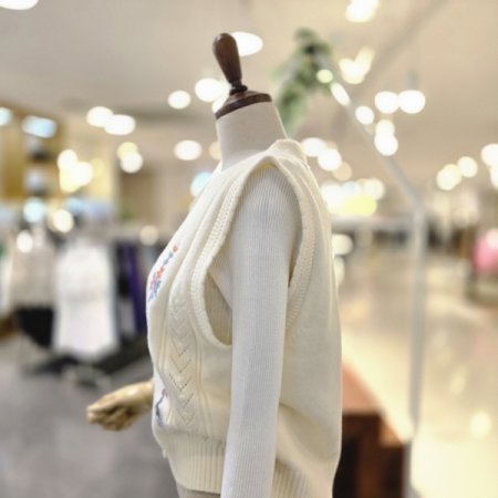 플라워자수 단추조끼