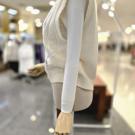 플라워자수 단추조끼