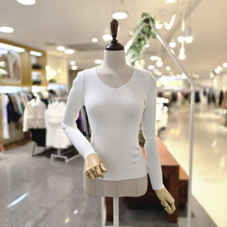 골지브이넥 니트티