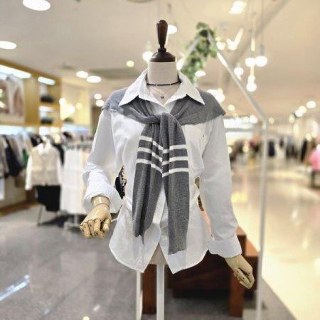 배색숄세트 블라우스