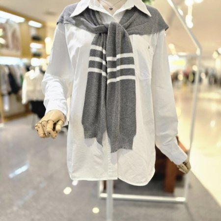 배색숄세트 블라우스