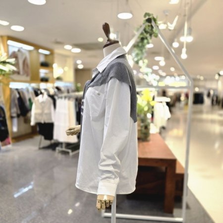 배색숄세트 블라우스