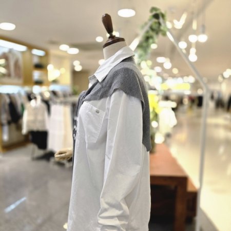 배색숄세트 블라우스