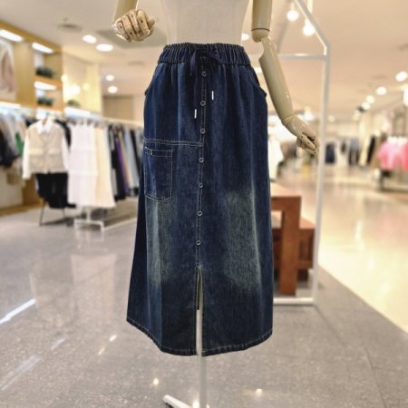 허리밴딩단추청스커트