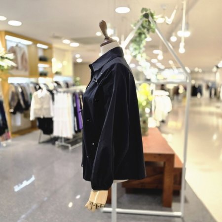 진주리본장식 블라우스