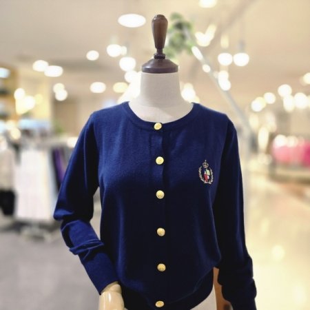 금장단추 자수가디건