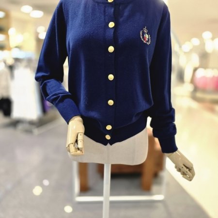 금장단추 자수가디건