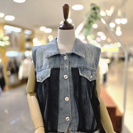 물결포켓 청조끼