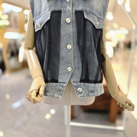 물결포켓 청조끼